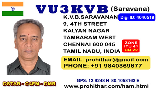 www.qrz.com, database, vu3kvb, tambaram, chennai, india, echolink, amateur radio operator, ham Radio, VHF, HF, UHF, Net, repeater, Dstar